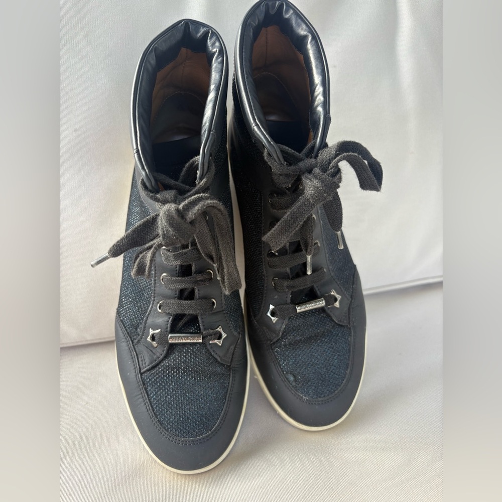 Jimmy Choo Black and White High-Top Sneakers